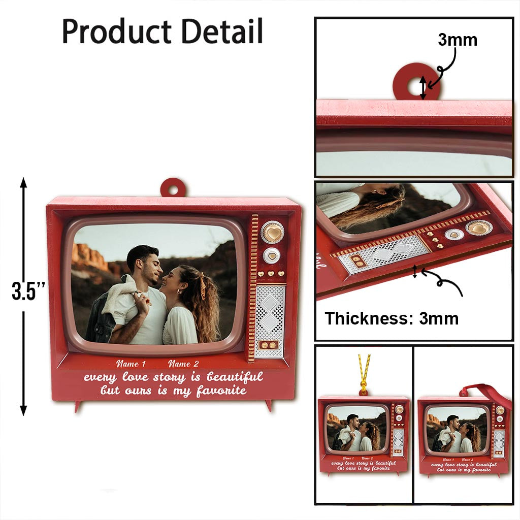 Chaque histoire d'amour est belle - Ornement de Noël personnalisé pour couple (Impression recto verso)