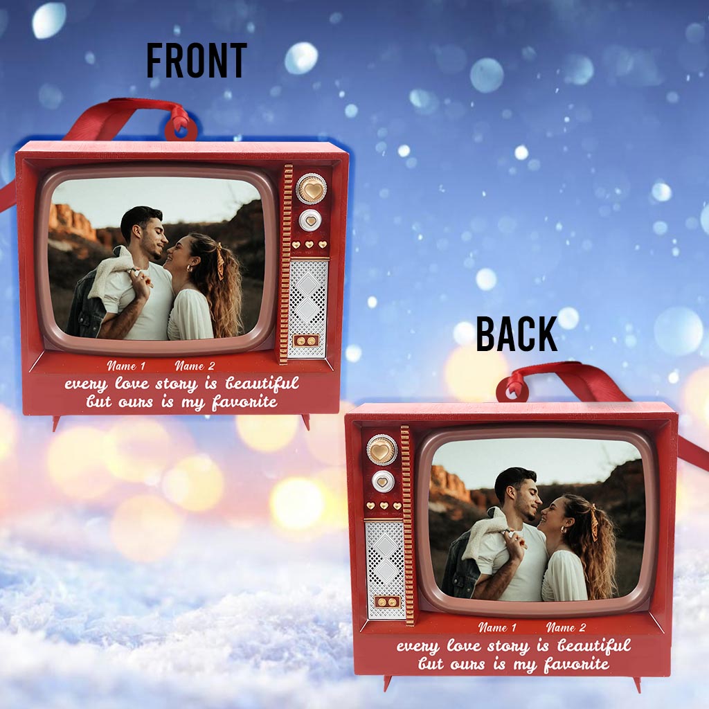 Chaque histoire d'amour est belle - Ornement de Noël personnalisé pour couple (Impression recto verso)