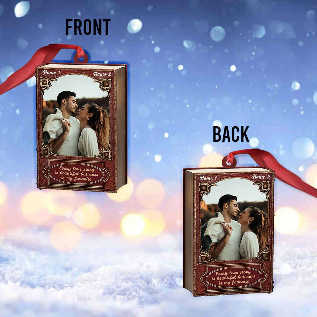 Chaque histoire d'amour est belle - Ornement de Noël personnalisé pour couple (Impression recto verso)