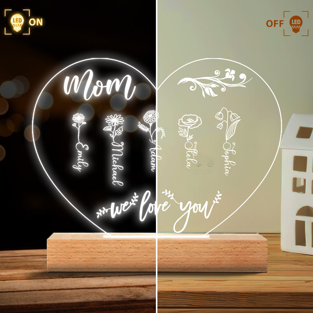 Le Jardin de Maman - Cadeau pour grand-mère, maman, tante, grand-père - Plaque lumineuse personnalisée
