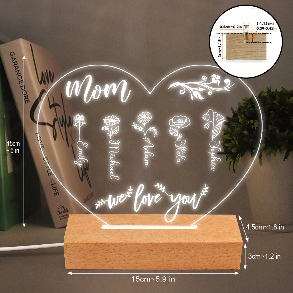 Le Jardin de Maman - Cadeau pour grand-mère, maman, tante, grand-père - Plaque lumineuse personnalisée