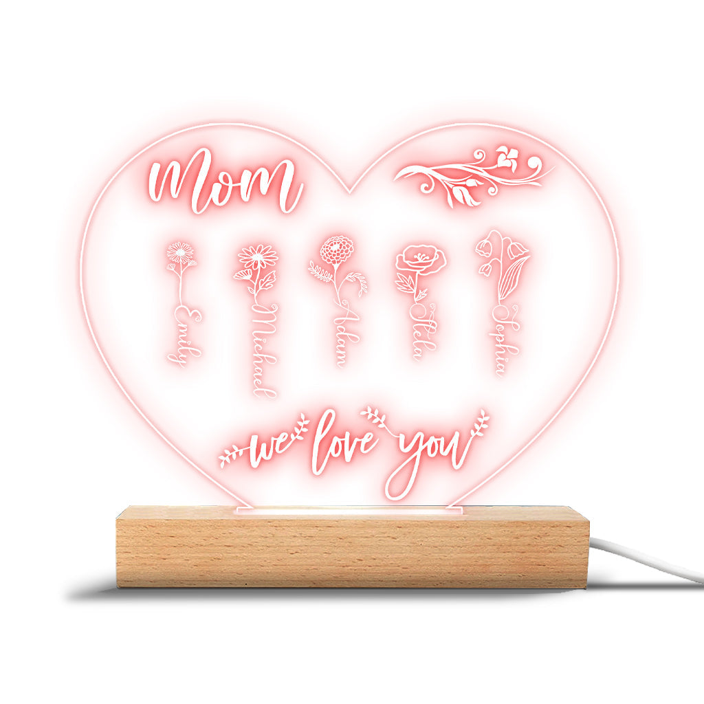 Le Jardin de Maman - Cadeau pour grand-mère, maman, tante, grand-père - Plaque lumineuse personnalisée