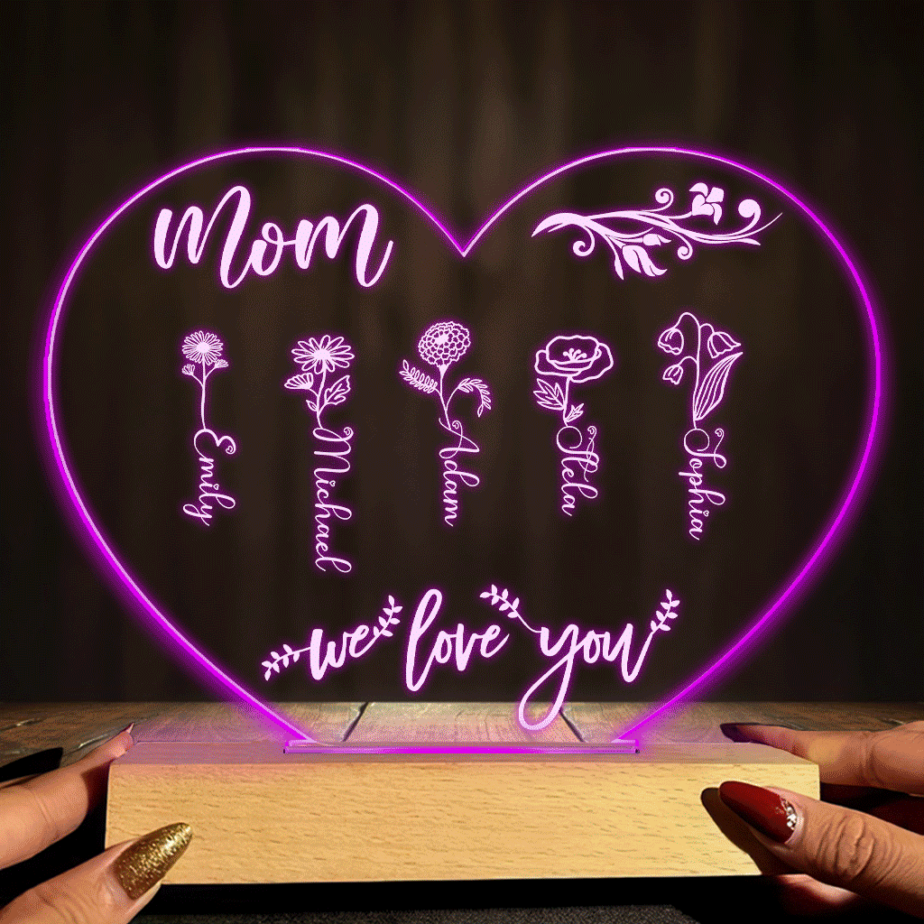 Le Jardin de Maman - Cadeau pour grand-mère, maman, tante, grand-père - Plaque lumineuse personnalisée