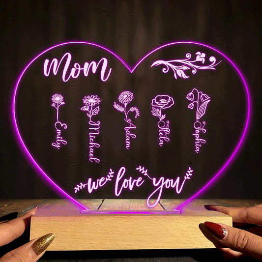 Le Jardin de Maman - Cadeau pour grand-mère, maman, tante, grand-père - Plaque lumineuse personnalisée