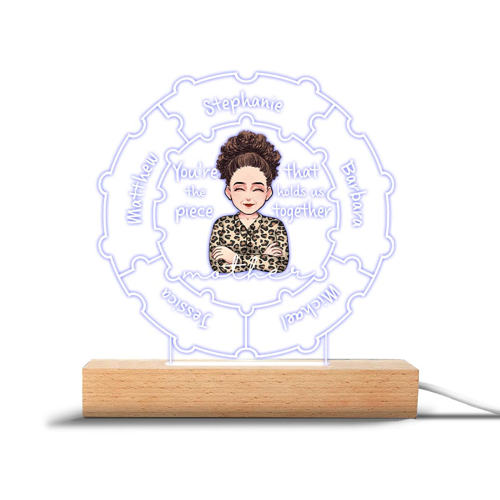 Qualités de maman - Cadeau pour maman, grand-mère, épouse - Plaque lumineuse personnalisée