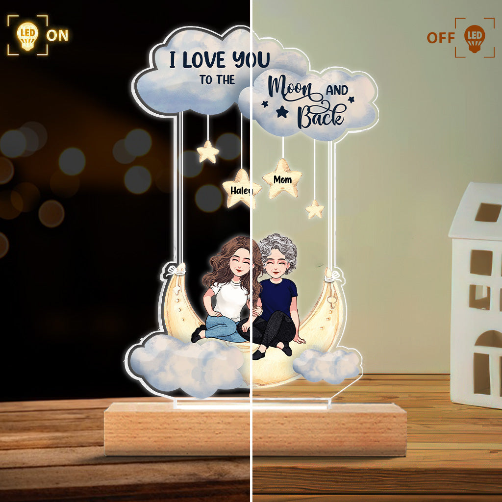 Aller et revenir de la Lune - Socle lumineux personnalisé en forme de maman pour la fête des mères