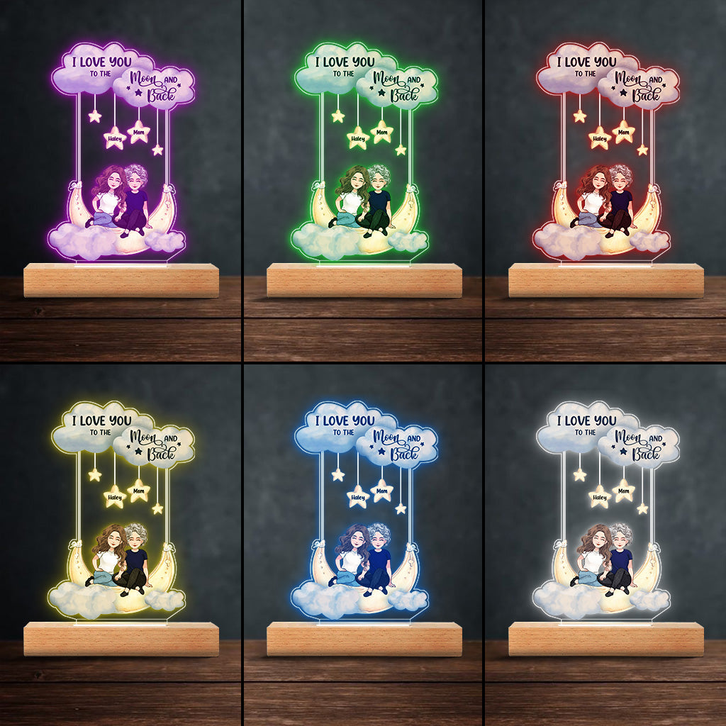Aller et revenir de la Lune - Socle lumineux personnalisé en forme de maman pour la fête des mères