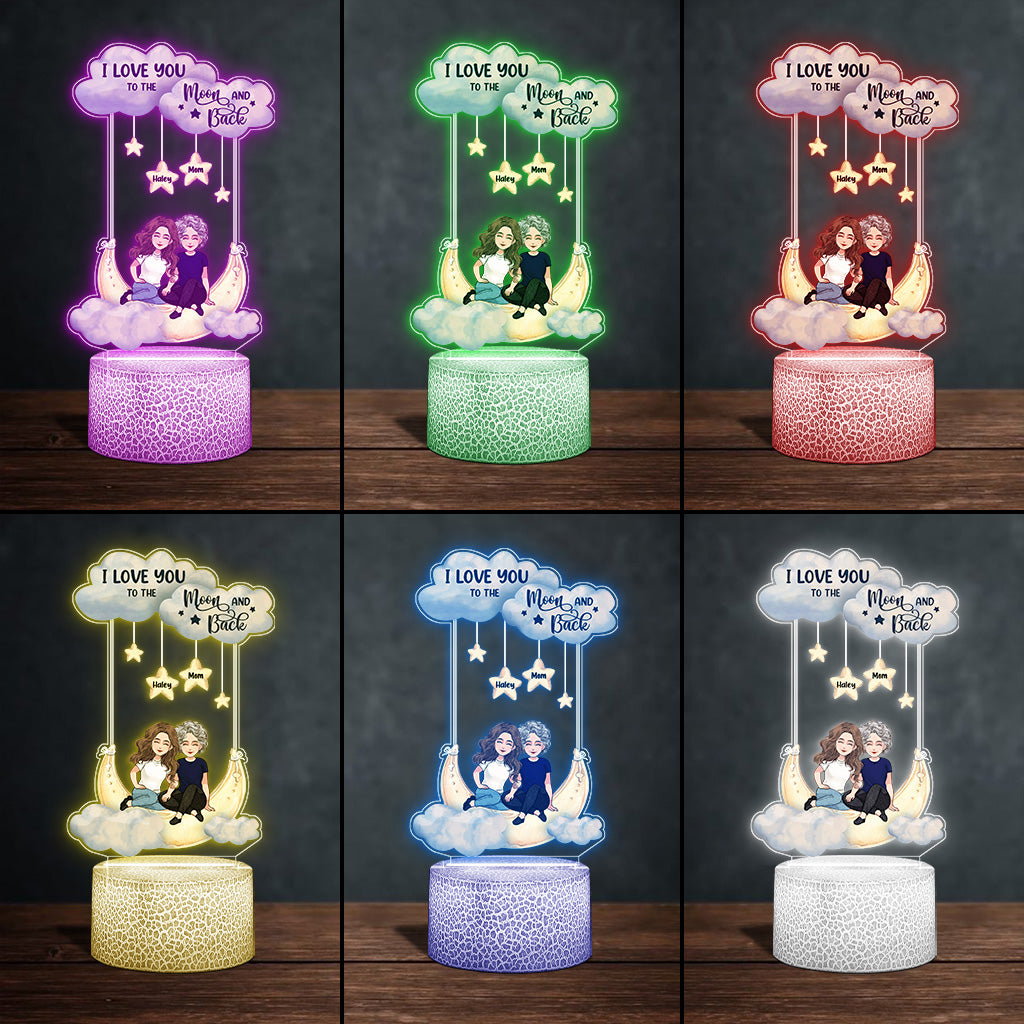 Aller et revenir de la Lune - Socle lumineux personnalisé en forme de maman pour la fête des mères