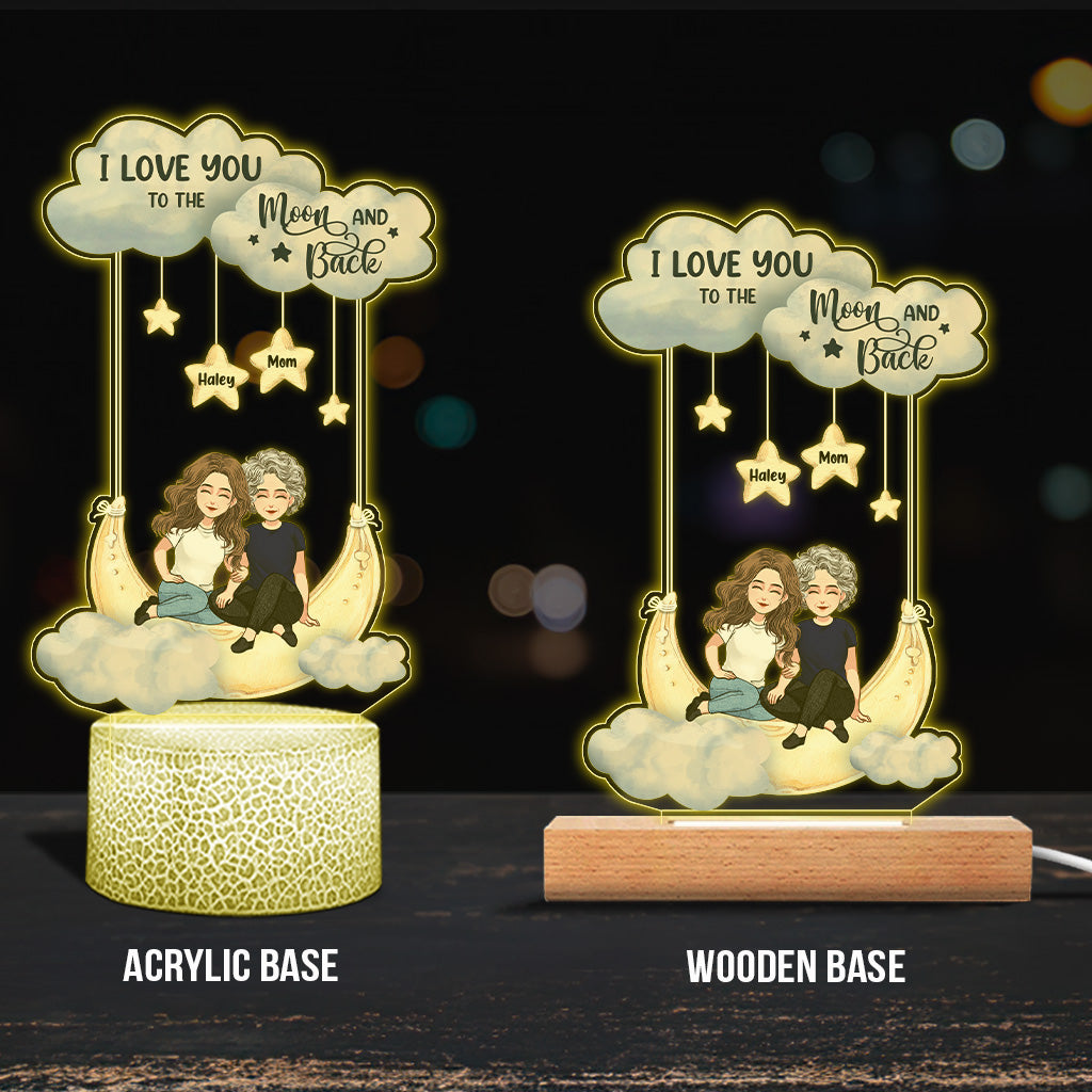 Aller et revenir de la Lune - Socle lumineux personnalisé en forme de maman pour la fête des mères