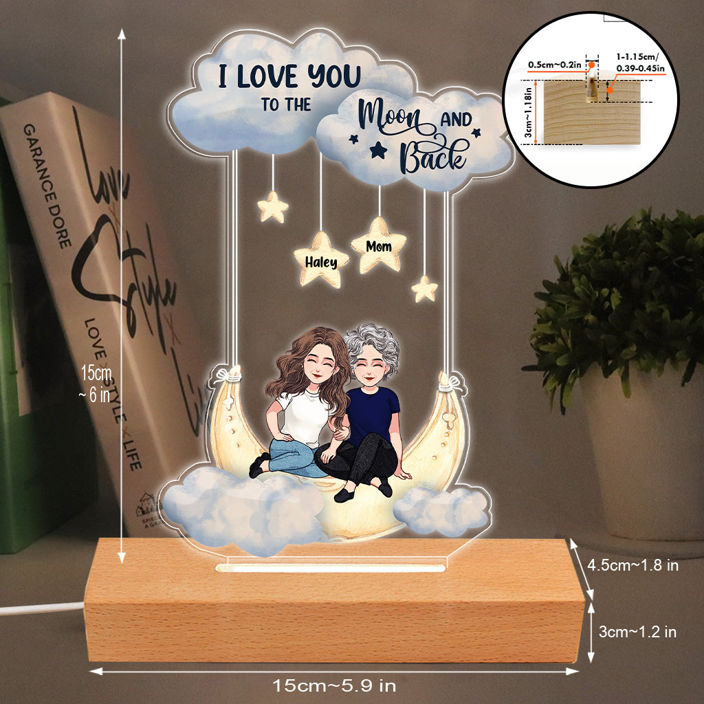 Aller et revenir de la Lune - Socle lumineux personnalisé en forme de maman pour la fête des mères