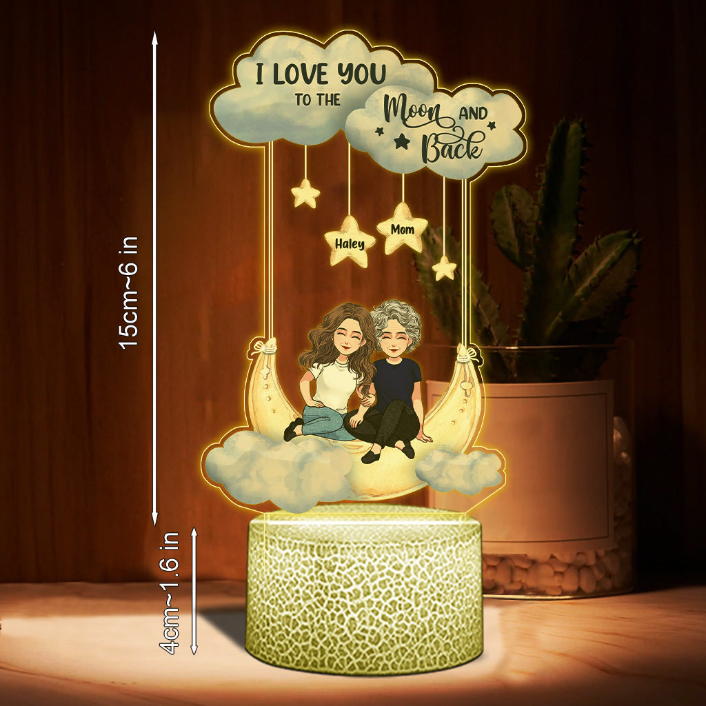 Aller et revenir de la Lune - Socle lumineux personnalisé en forme de maman pour la fête des mères
