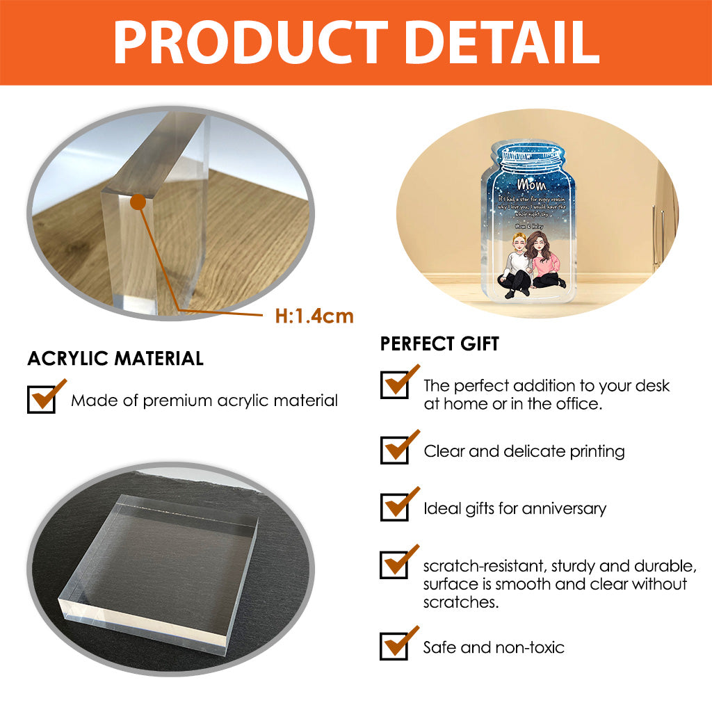 Si j'avais une étoile - Plaque acrylique personnalisée pour la fête des mères