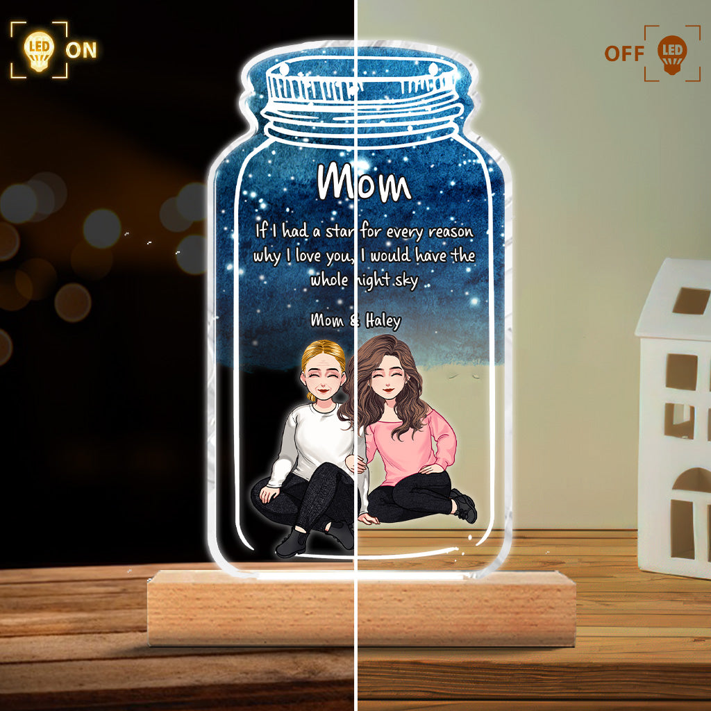 Si j'avais une étoile - Plaque lumineuse personnalisée en forme de maman pour la fête des mères