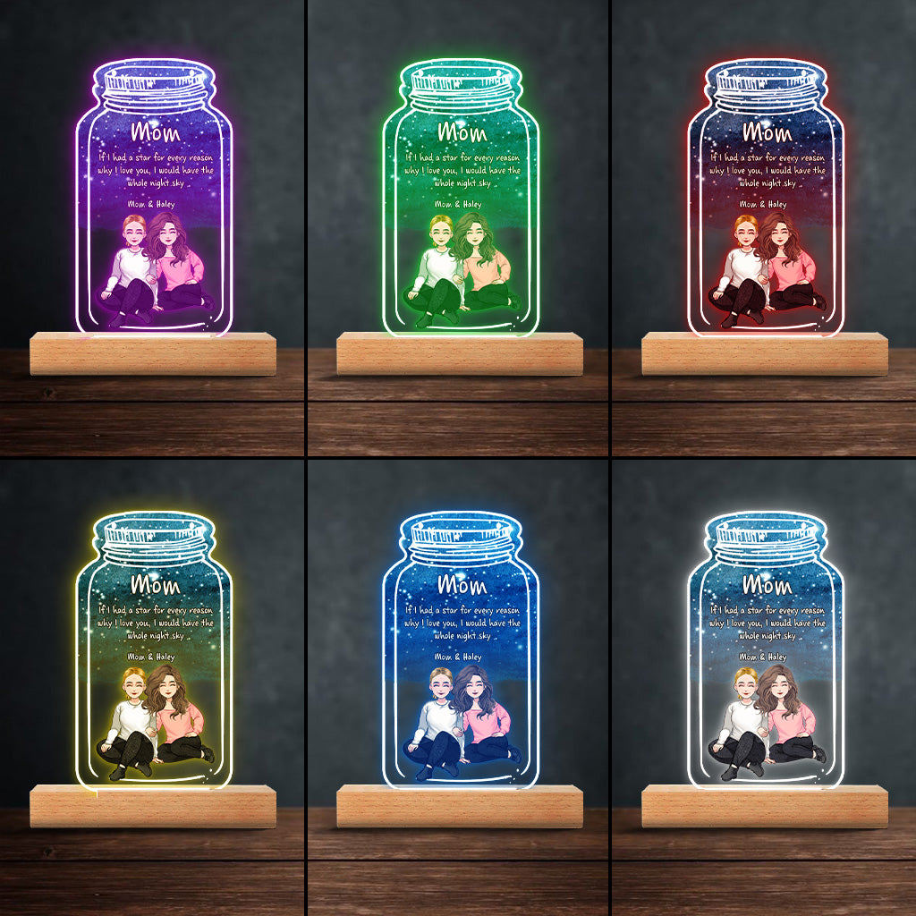 Si j'avais une étoile - Plaque lumineuse personnalisée en forme de maman pour la fête des mères