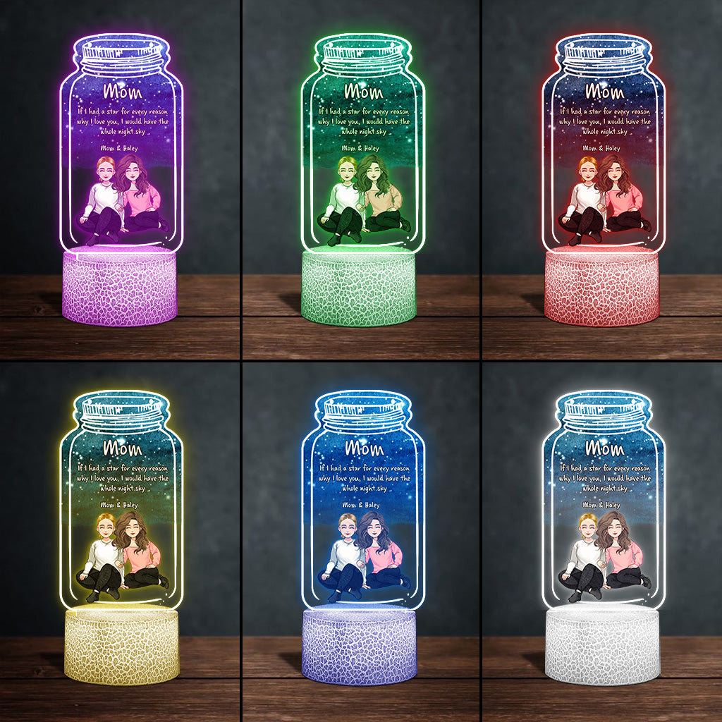 Si j'avais une étoile - Plaque lumineuse personnalisée en forme de maman pour la fête des mères