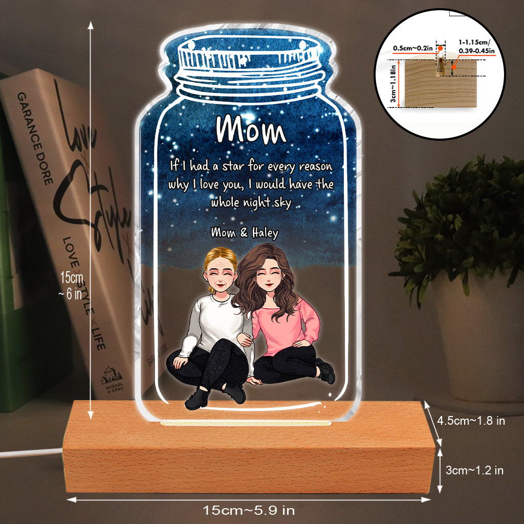Si j'avais une étoile - Plaque lumineuse personnalisée en forme de maman pour la fête des mères