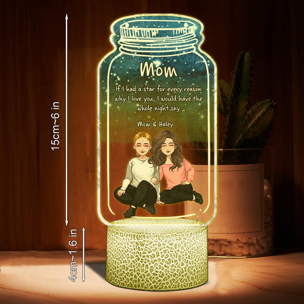 Si j'avais une étoile - Plaque lumineuse personnalisée en forme de maman pour la fête des mères