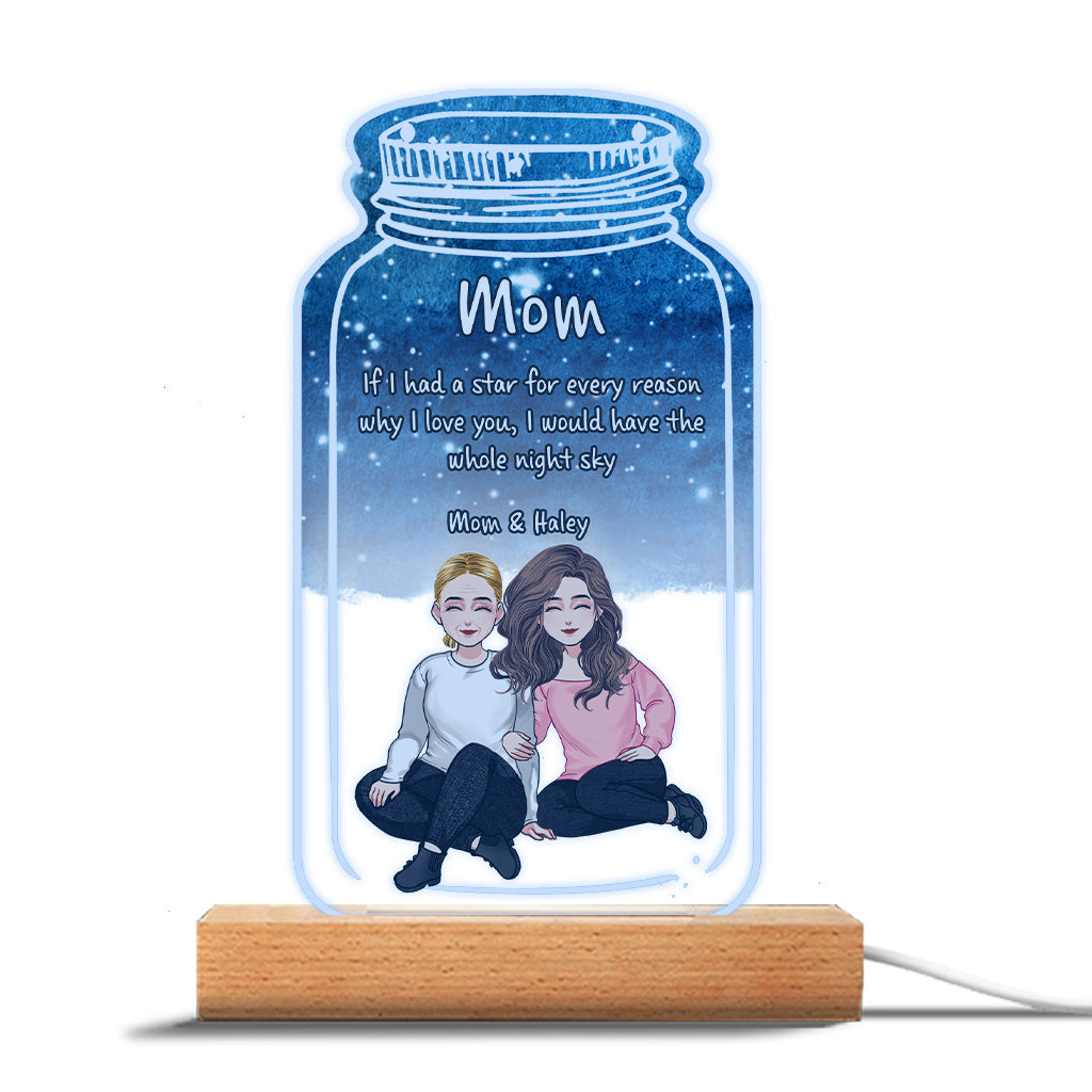 Si j'avais une étoile - Plaque lumineuse personnalisée en forme de maman pour la fête des mères