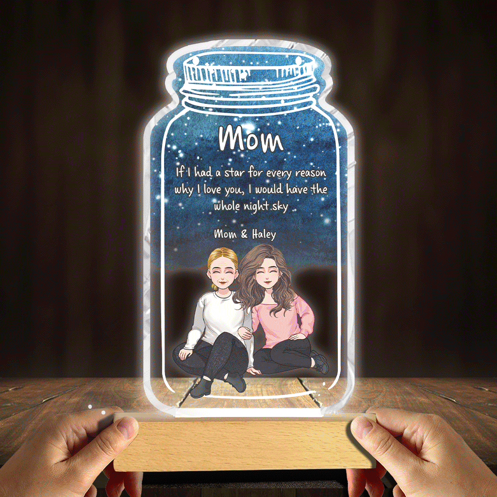 Si j'avais une étoile - Plaque lumineuse personnalisée en forme de maman pour la fête des mères