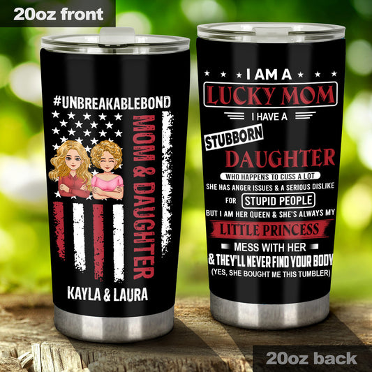 Je suis une maman chanceuse - Gobelet isotherme personnalisé pour la fête des mères