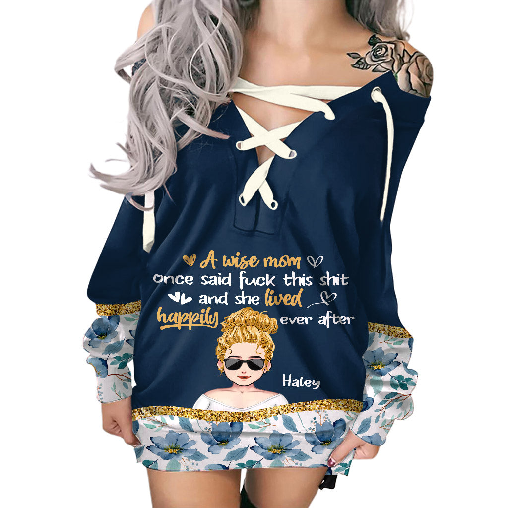 Une maman sage a dit un jour - Robe personnalisée à épaules dénudées et manches longues pour maman