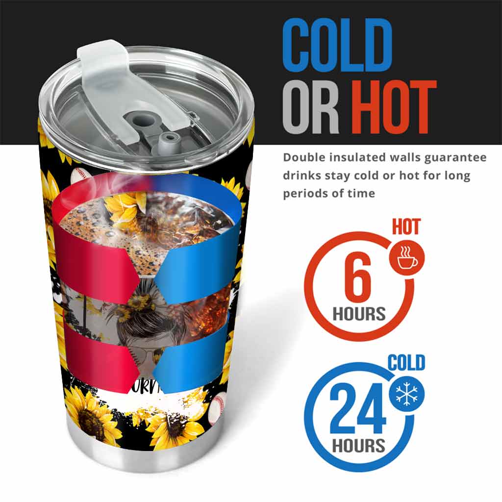 Maman de joueur de baseball Tournesol - Gobelet personnalisé sur le thème du baseball