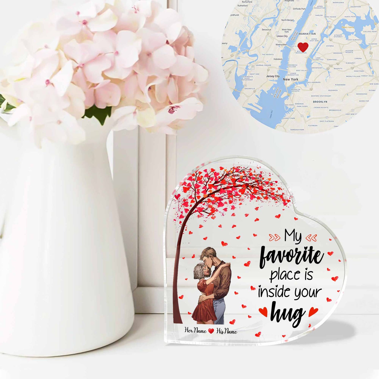 Mon endroit préféré, c'est dans tes bras - Plaque acrylique personnalisée pour couple