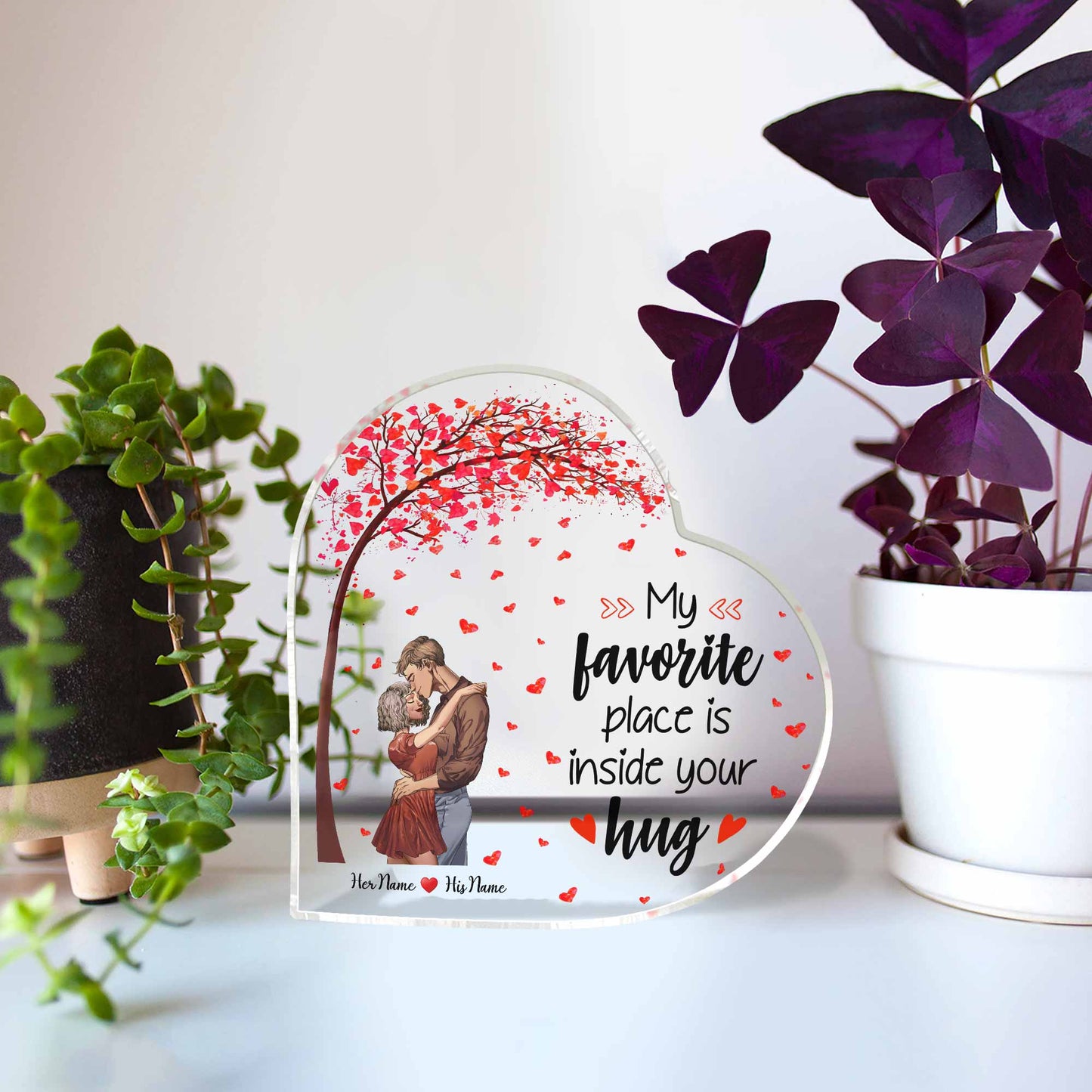 Mon endroit préféré, c'est dans tes bras - Plaque acrylique personnalisée pour couple
