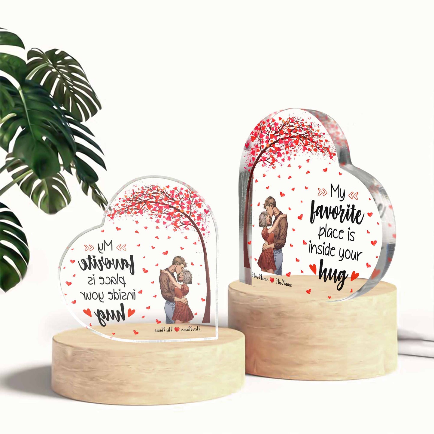 Mon endroit préféré, c'est dans tes bras - Plaque acrylique personnalisée pour couple