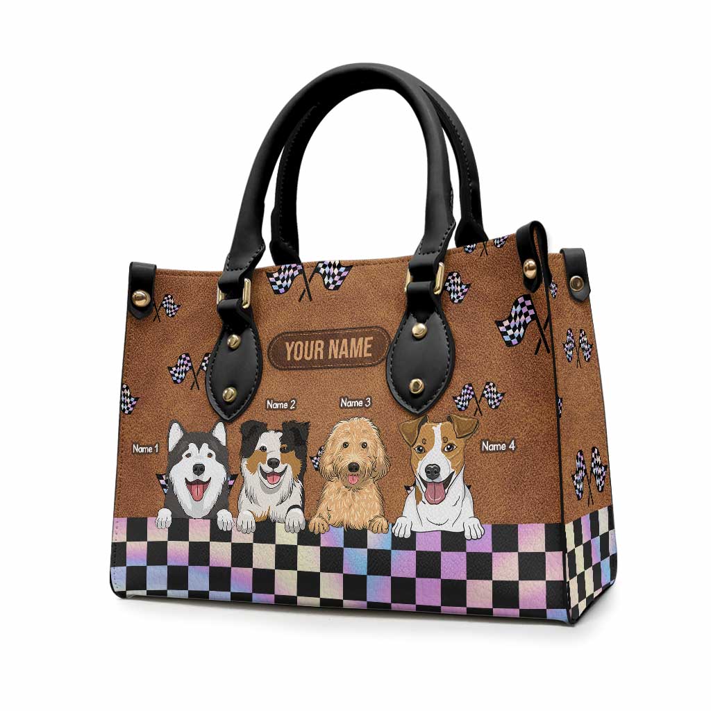 Sac à main en cuir personnalisé Racing Girls And Her Dogs