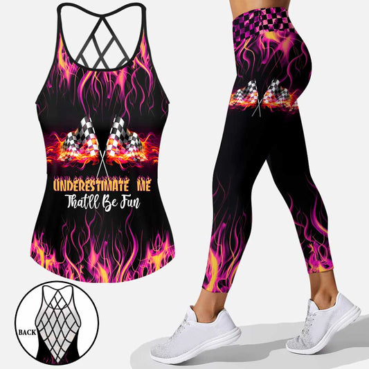 Underestimate Me That'll Be Fun - Racing Cross Tank Top and Leggings