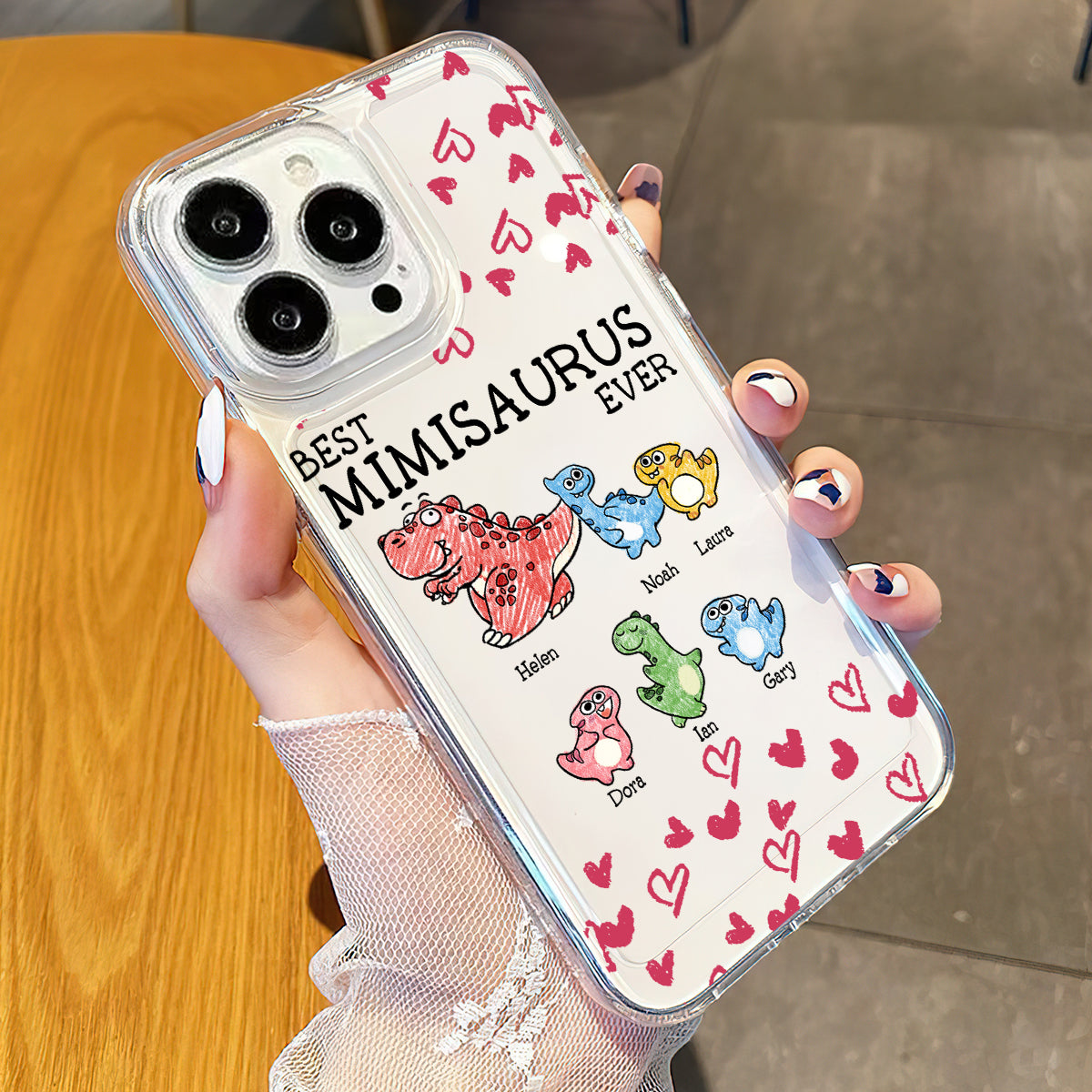 Best Mimisaurus Ever - Gift for grandma, grandpa, dad, mom, aunt, uncle - Personalized Clear Phone Case