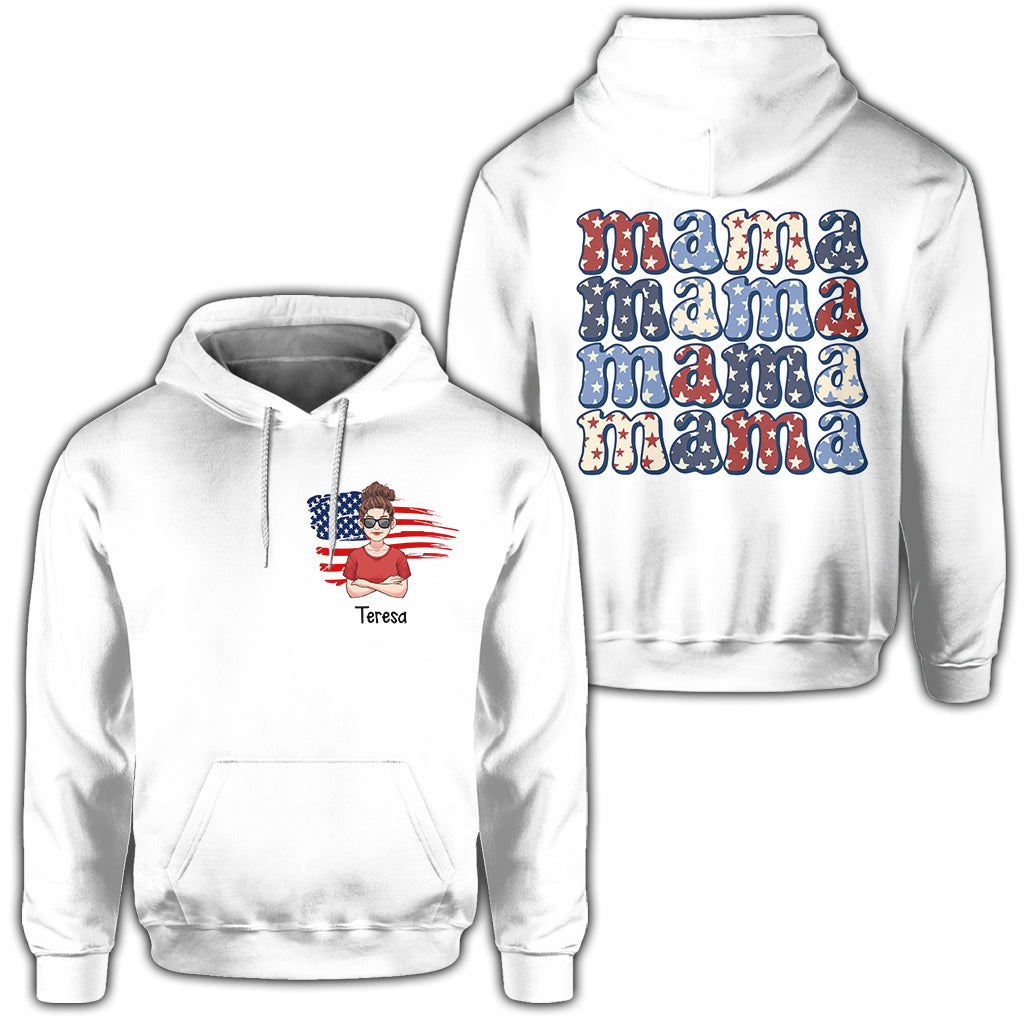 T-shirt personnalisé « All American Mama » - Cadeau pour maman, tante, grand-mère