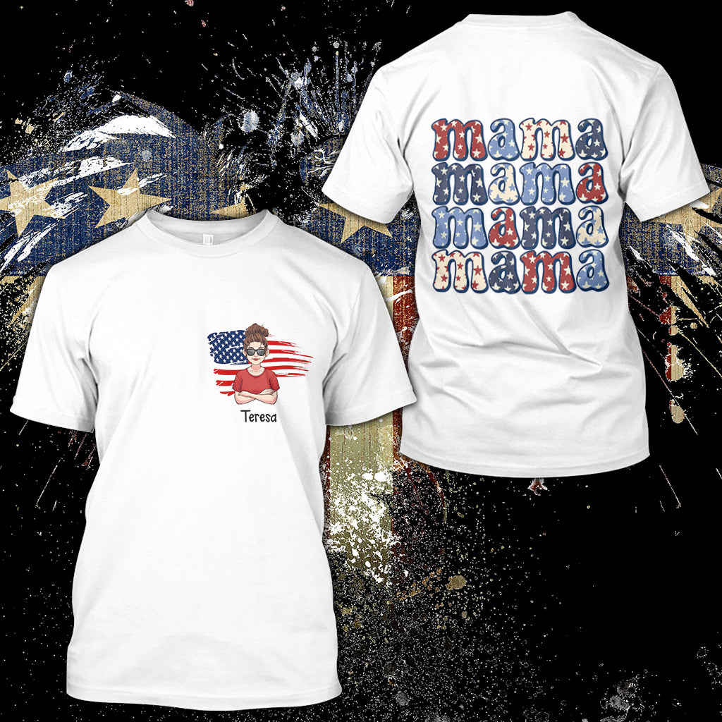 T-shirt personnalisé « All American Mama » - Cadeau pour maman, tante, grand-mère