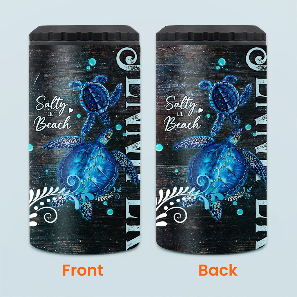 Salty Lil Beach - Refroidisseur de canettes personnalisé en forme de tortue
