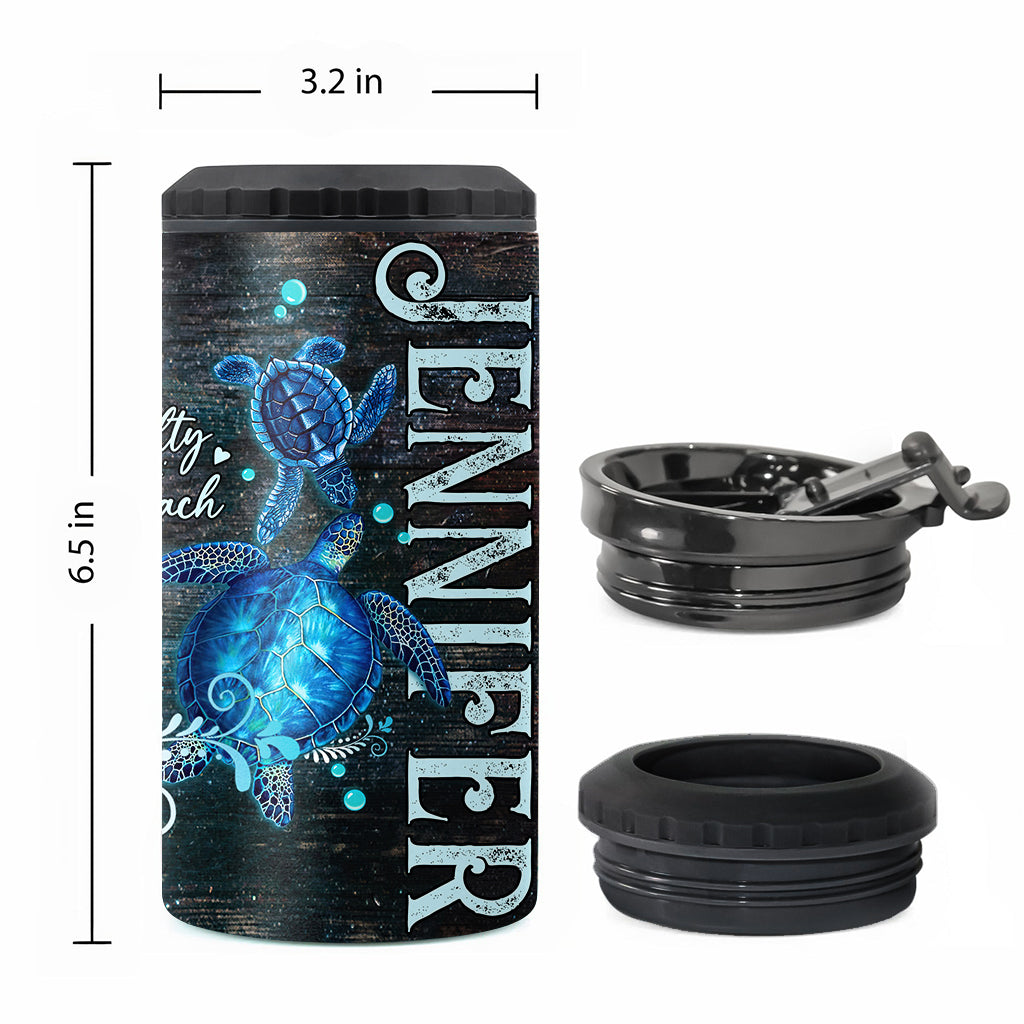 Salty Lil Beach - Refroidisseur de canettes personnalisé en forme de tortue