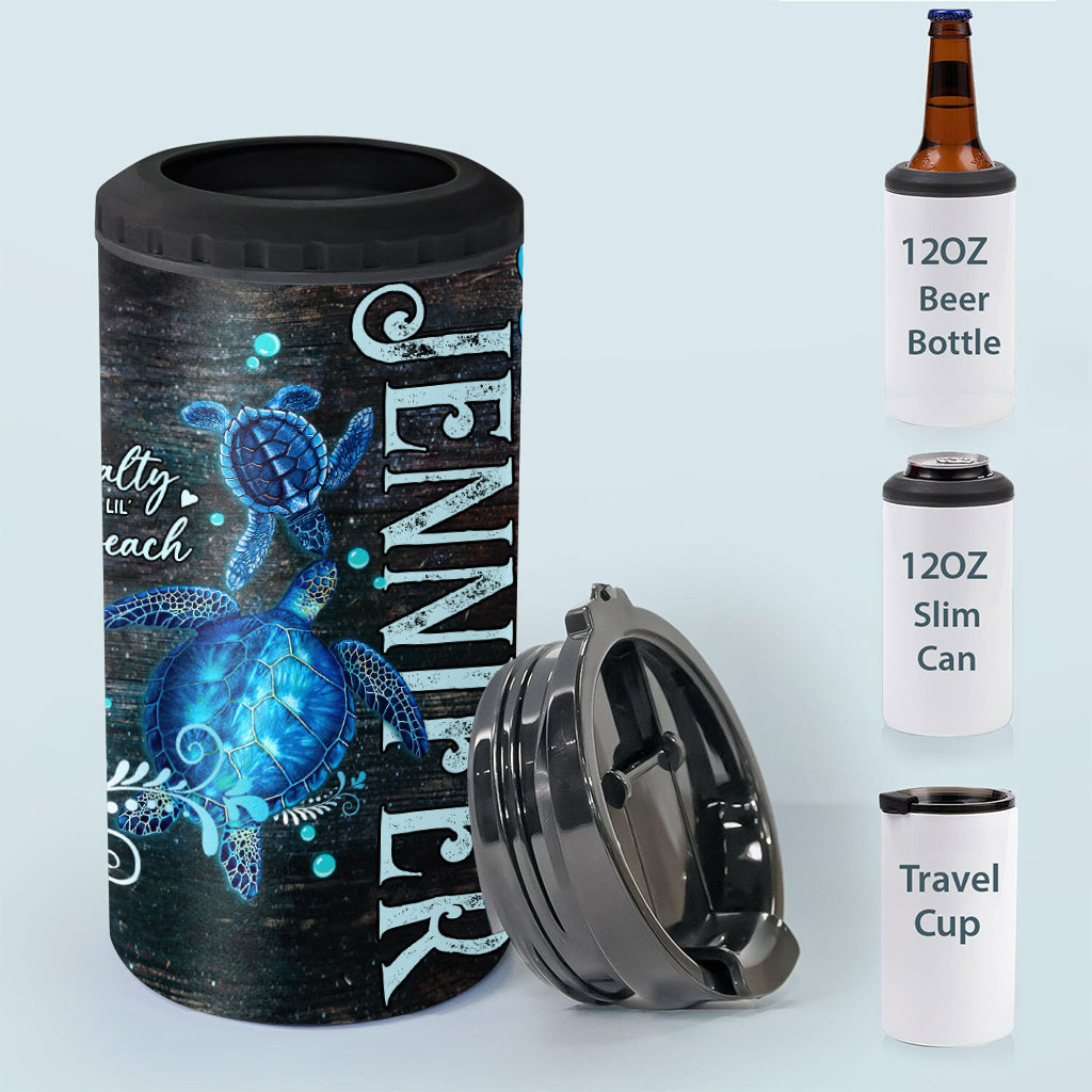 Salty Lil Beach - Refroidisseur de canettes personnalisé en forme de tortue