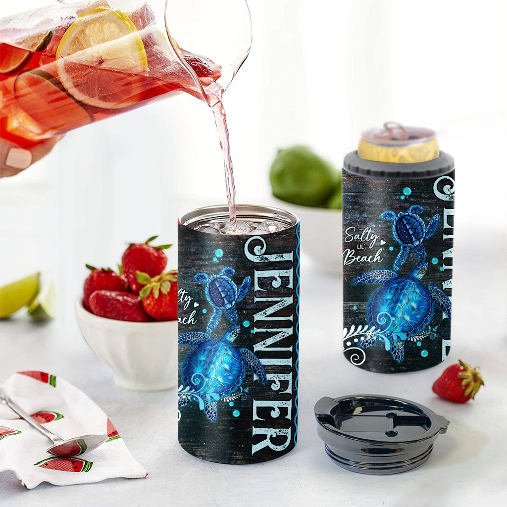 Salty Lil Beach - Refroidisseur de canettes personnalisé en forme de tortue