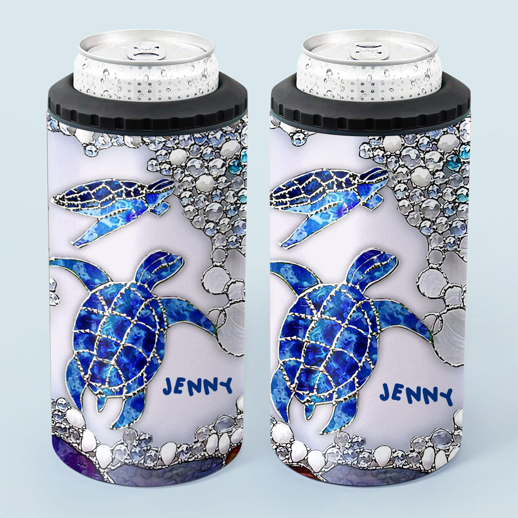 Salty Lil Beach - Refroidisseur de canettes personnalisé en forme de tortue