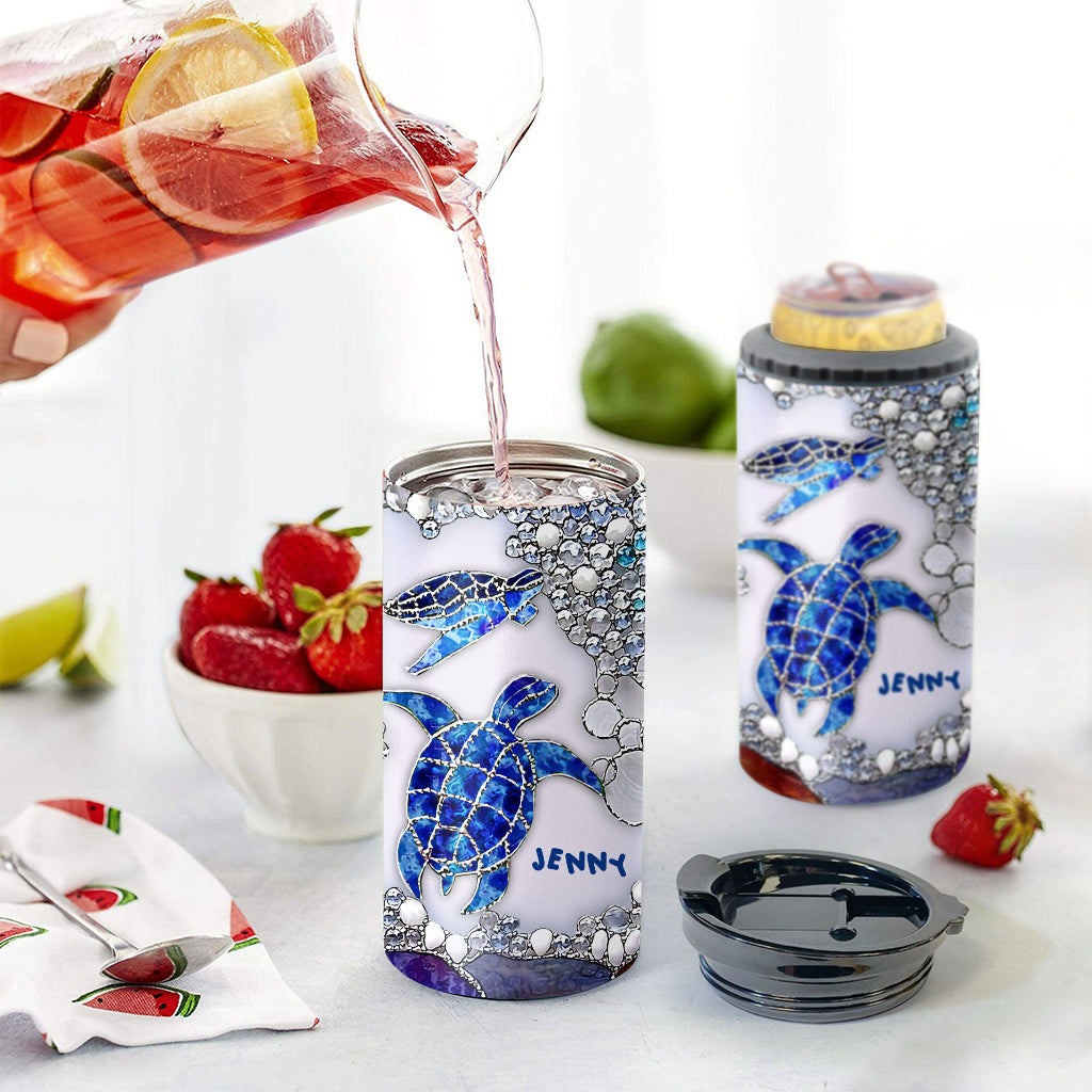 Salty Lil Beach - Refroidisseur de canettes personnalisé en forme de tortue