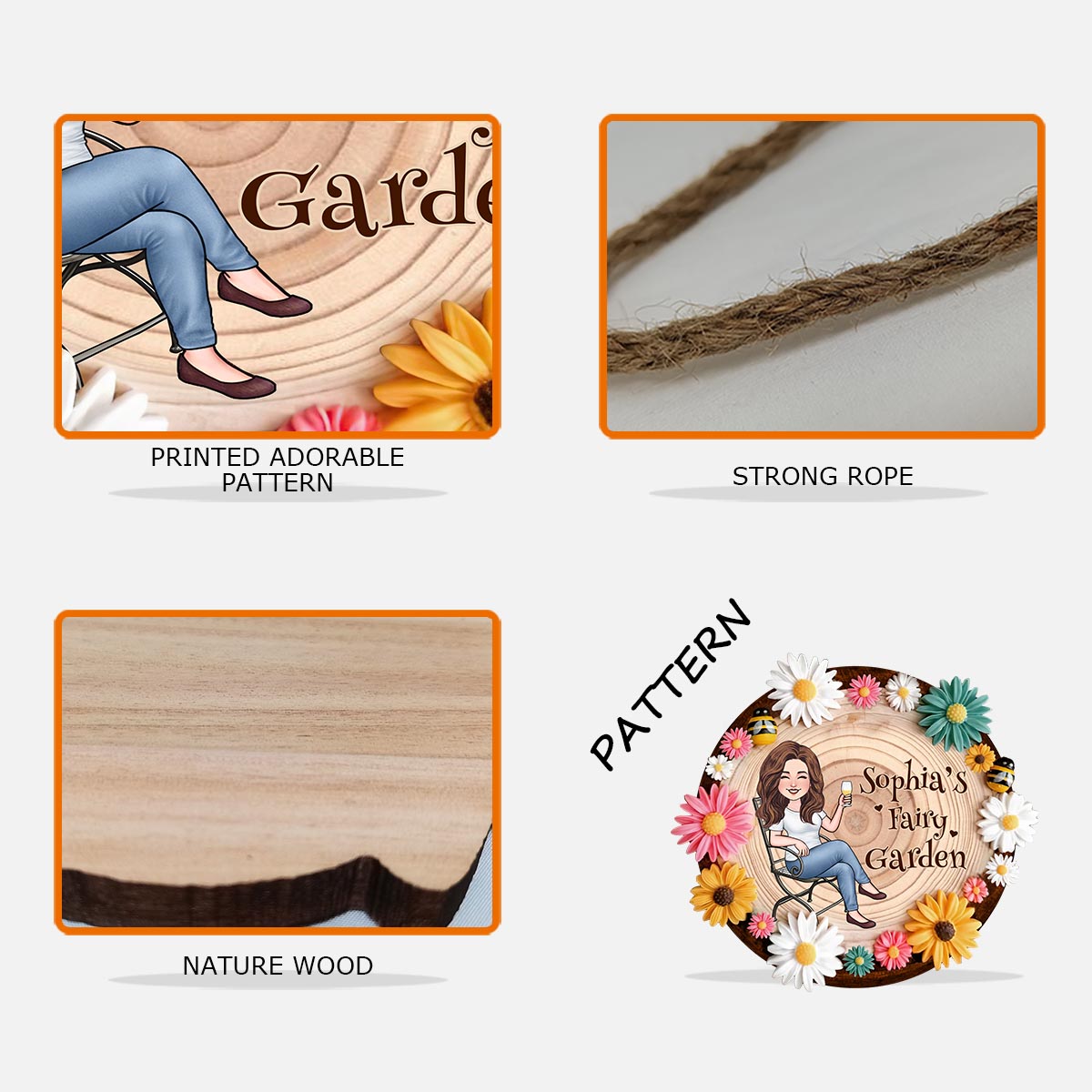 Panneau en bois personnalisé « Jardin féerique »