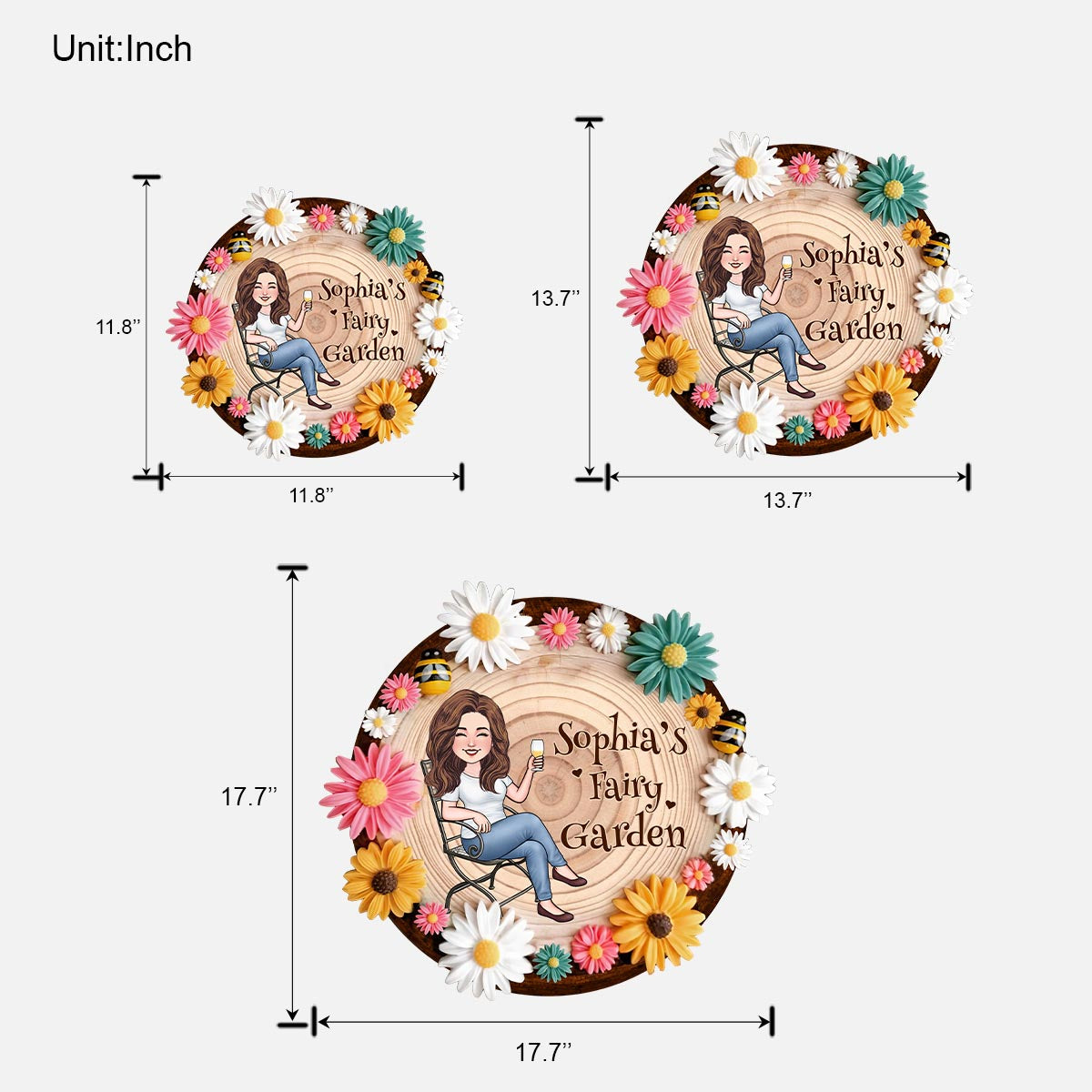 Panneau en bois personnalisé « Jardin féerique »