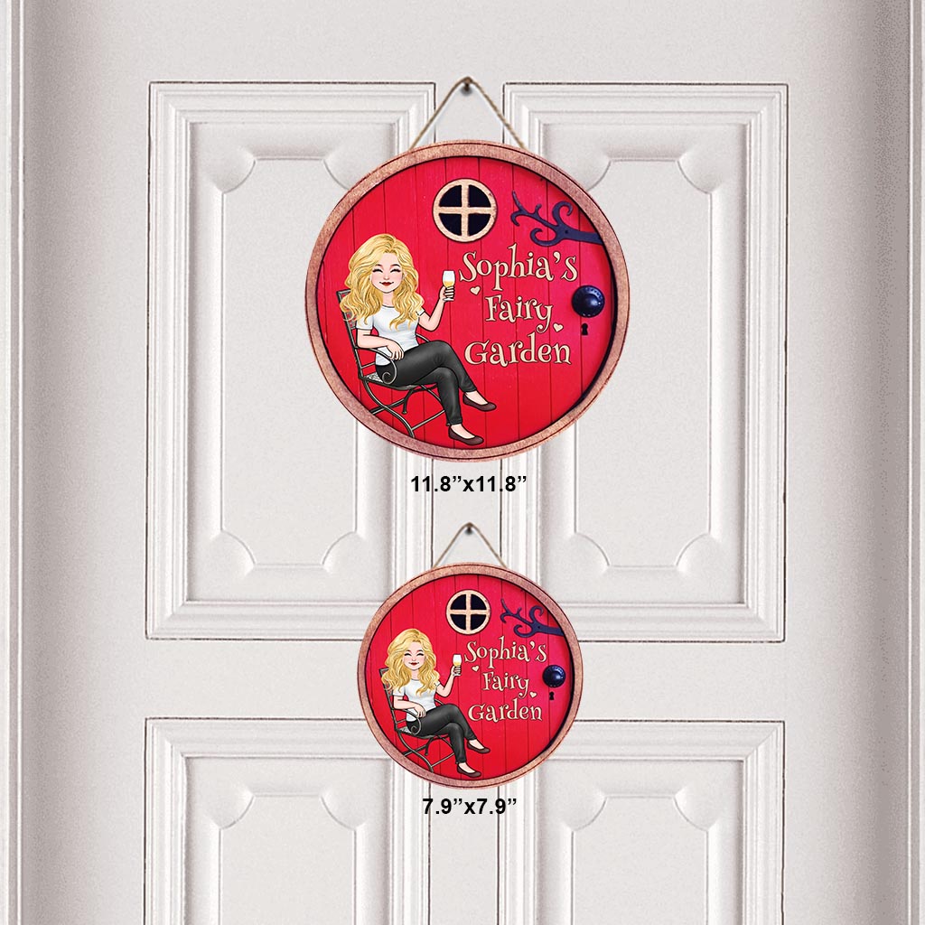 Panneau rond en bois personnalisé « Jardin féerique »