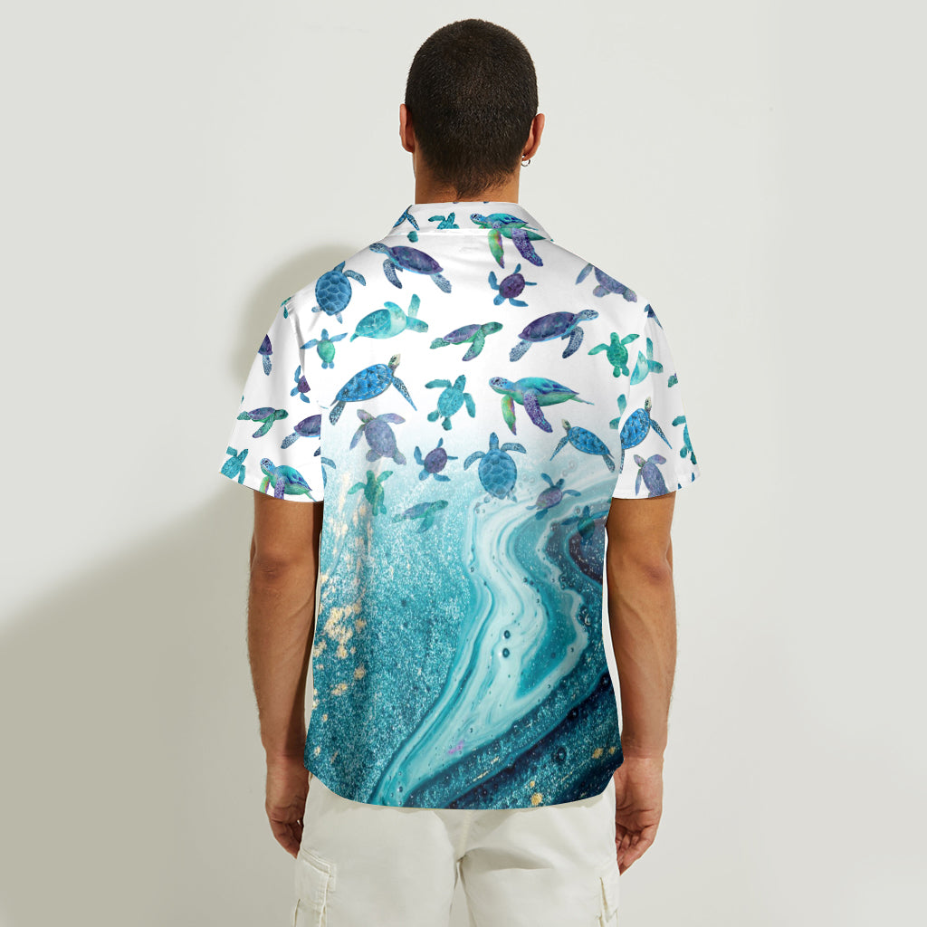 Amoureux des tortues - Chemise hawaïenne personnalisée avec motif tortue