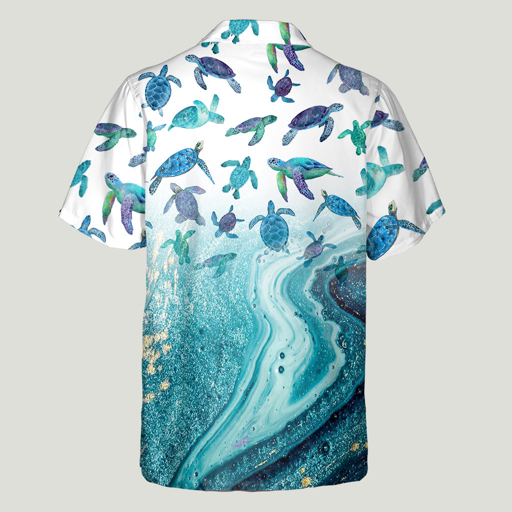 Amoureux des tortues - Chemise hawaïenne personnalisée avec motif tortue