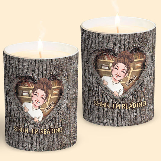 Shhh...I'm Reading - Personalized Book Candle With Wooden Lid