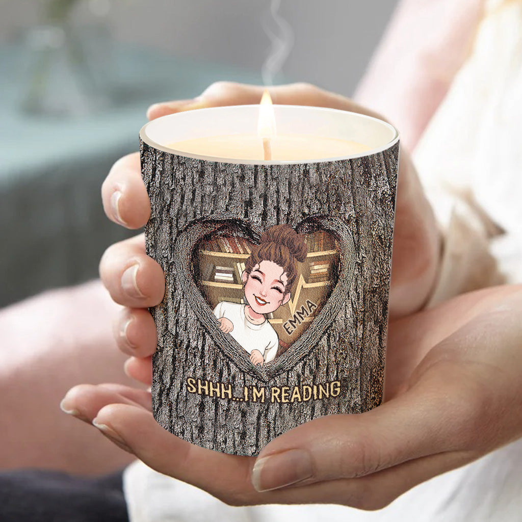 Shhh...I'm Reading - Personalized Book Candle With Wooden Lid