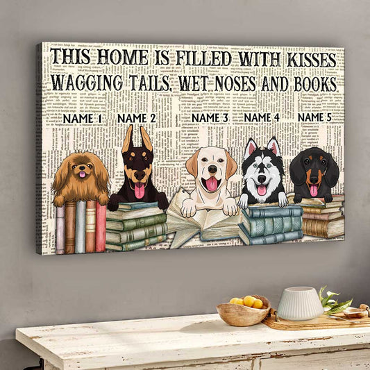 This Home Is Filled With Wet Noses And Books - Personalized Book Canvas And Poster