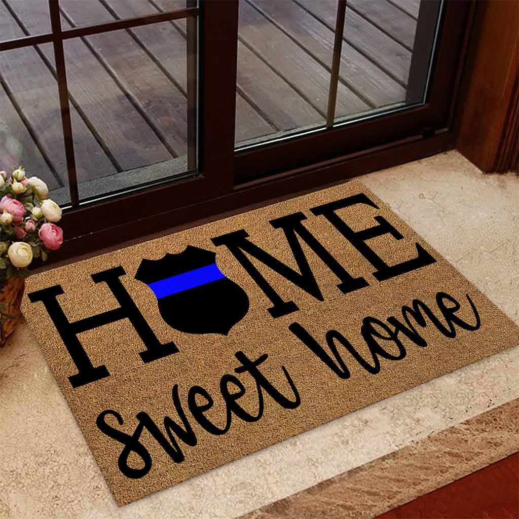« Home Sweet Home » - Paillasson imprimé motif police en fibre de coco