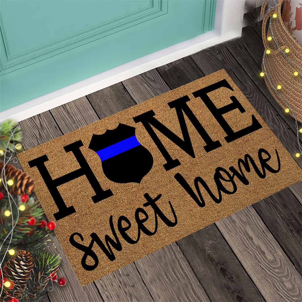« Home Sweet Home » - Paillasson imprimé motif police en fibre de coco